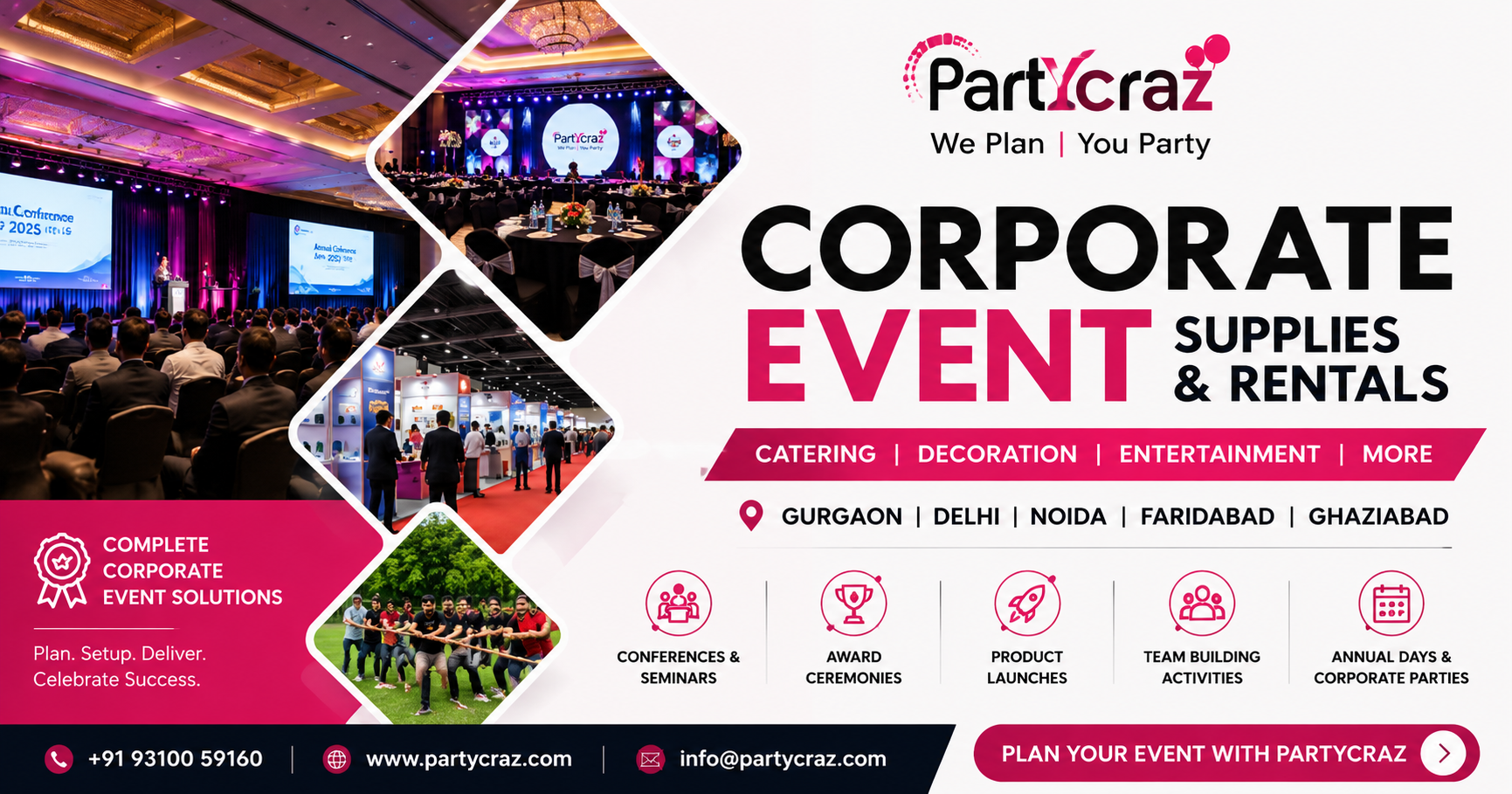 Top Corporate Event Supplies, Rentals & Catering Services in Gurgaon | PartyCraz